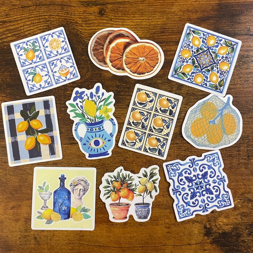 10PC Lemon Verbana Mediterranean Sticker Set